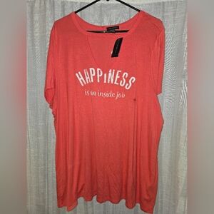 Womens Lane Bryant Coral Happiness Graphic Top Size 18/20 NWT